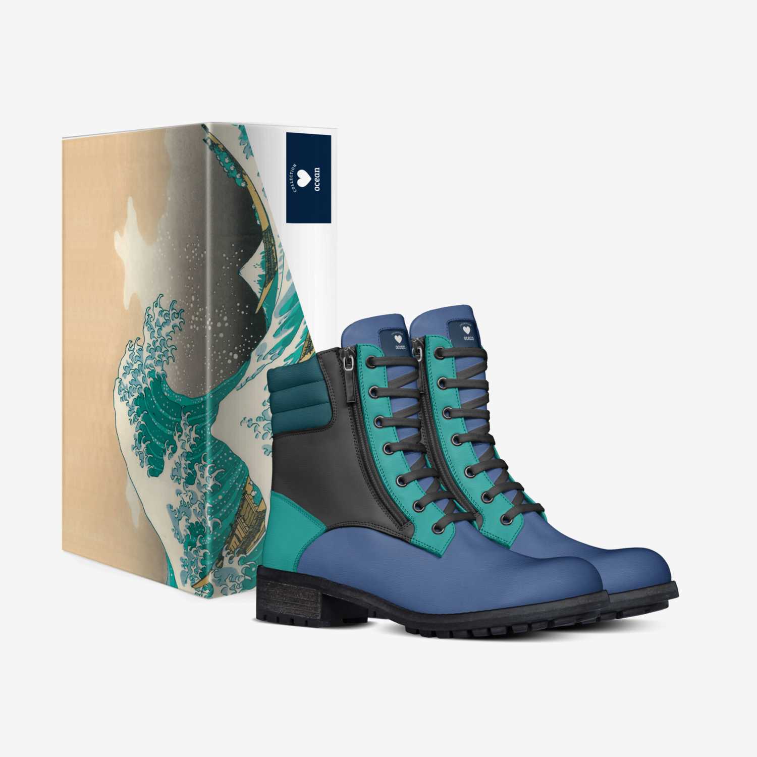 ocean custom made in Italy shoes by Elsa Meenach | Box view