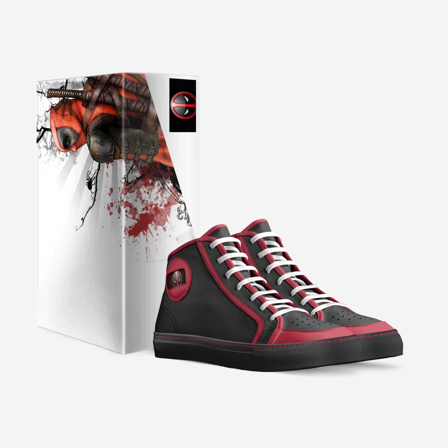 Deadpool custom made in Italy shoes by Eric Lloyed Davis | Box view