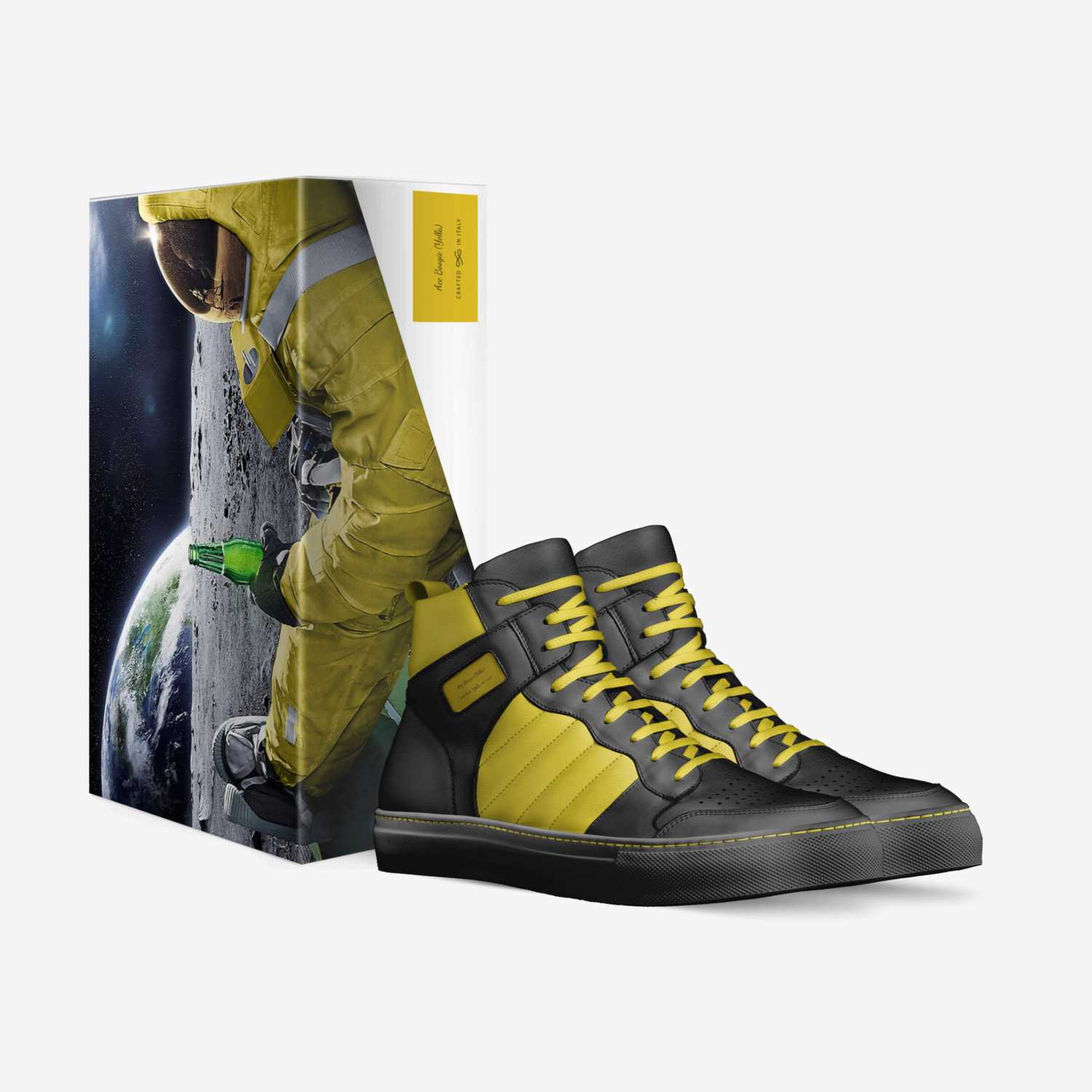 Ace Boogie (yellow) custom made in Italy shoes by Sedric Mcgee | Box view