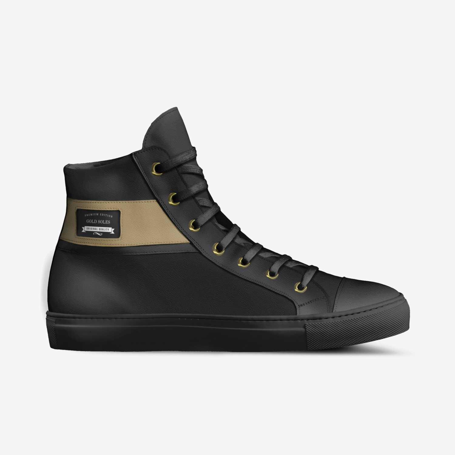 gold soles custom made in Italy shoes by Sloane Ashley | Side view