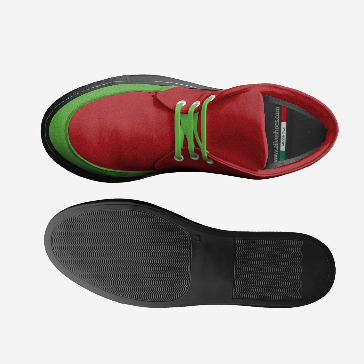 FalconCast Christmas custom made in Italy shoes by Caillou Pettis | Top view