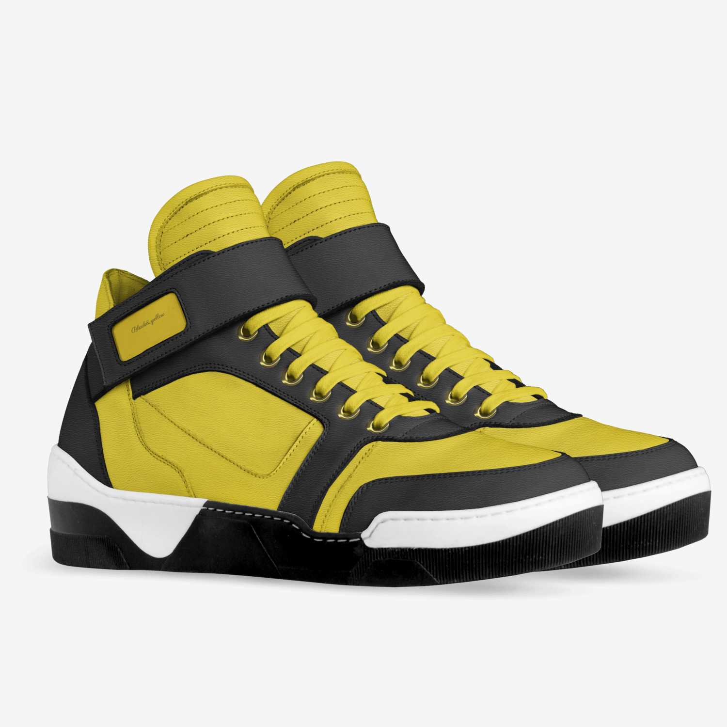 Black&yellow custom made in Italy shoes by Charles Russaw | Double view