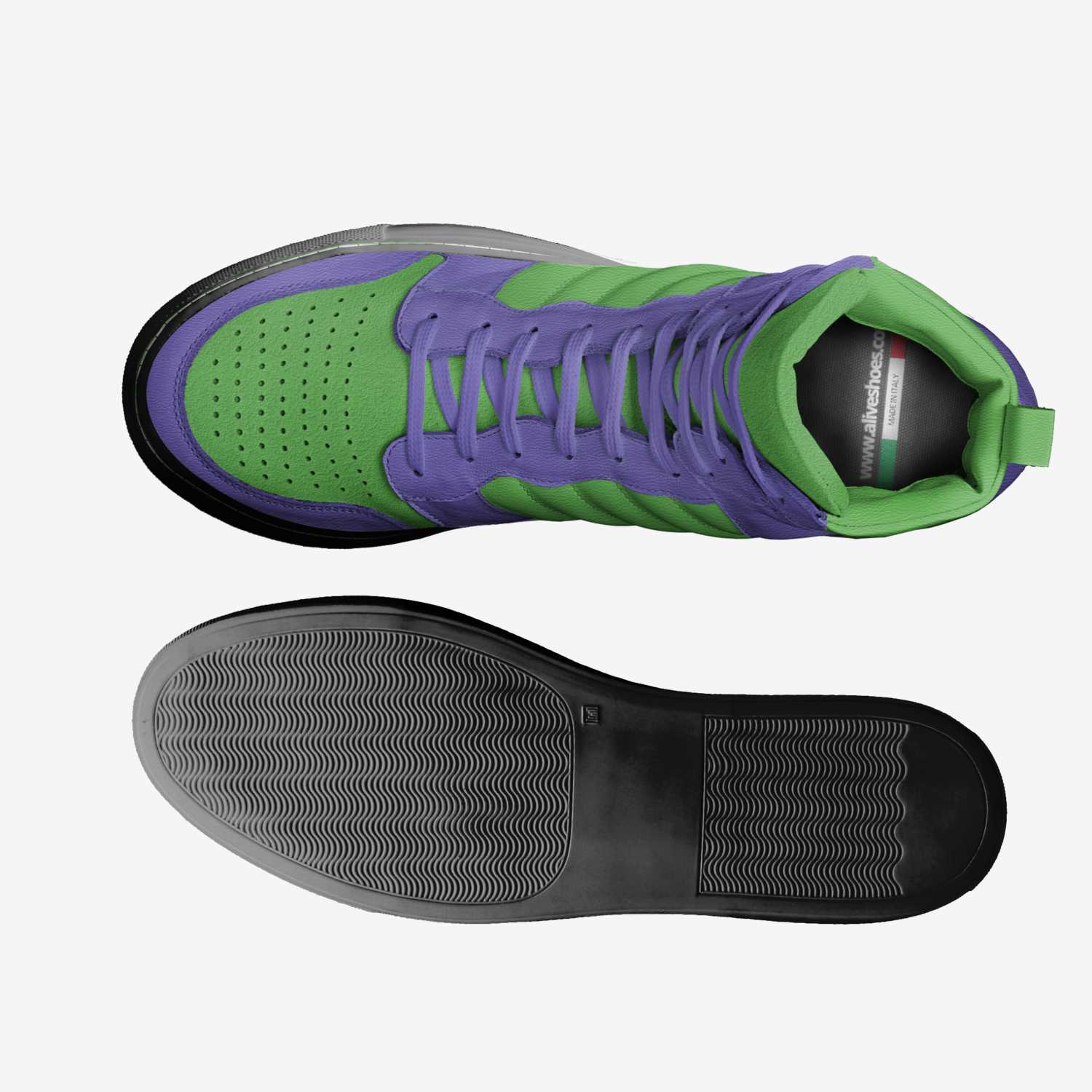 Purple urkel custom made in Italy shoes by Exzavius Phinisee | Top view