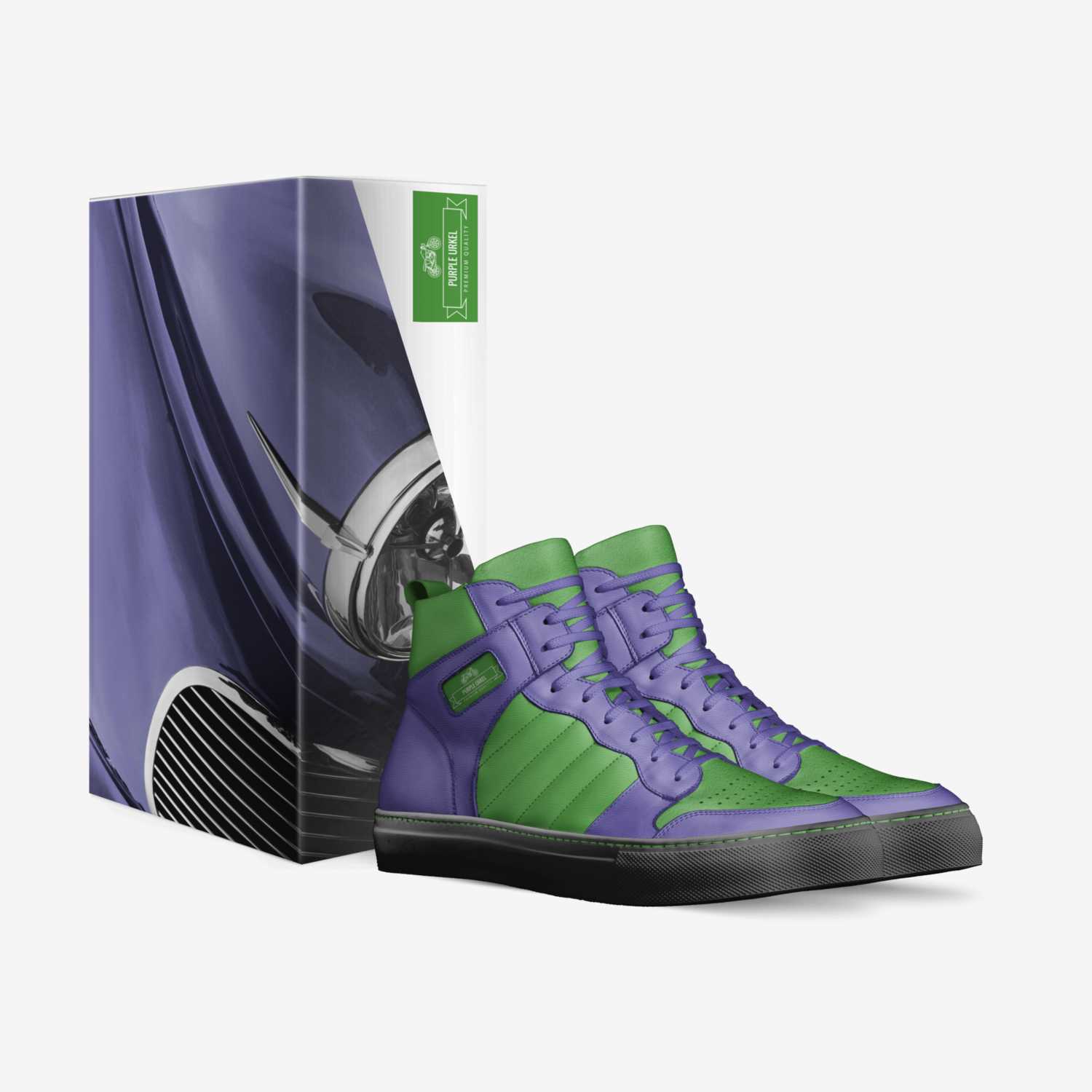 Purple urkel custom made in Italy shoes by Exzavius Phinisee | Box view