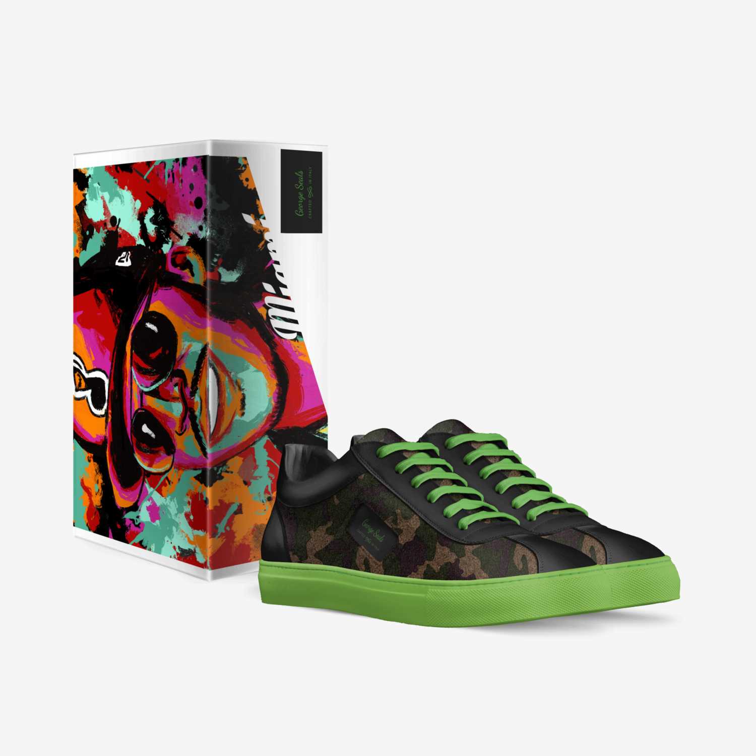 Green Goblin  custom made in Italy shoes by George Seals | Box view