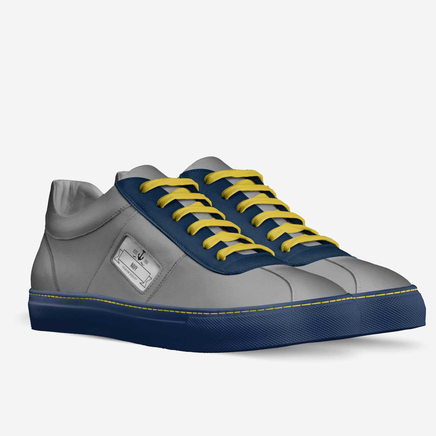 navy custom made in Italy shoes by Erin Redding | Double view