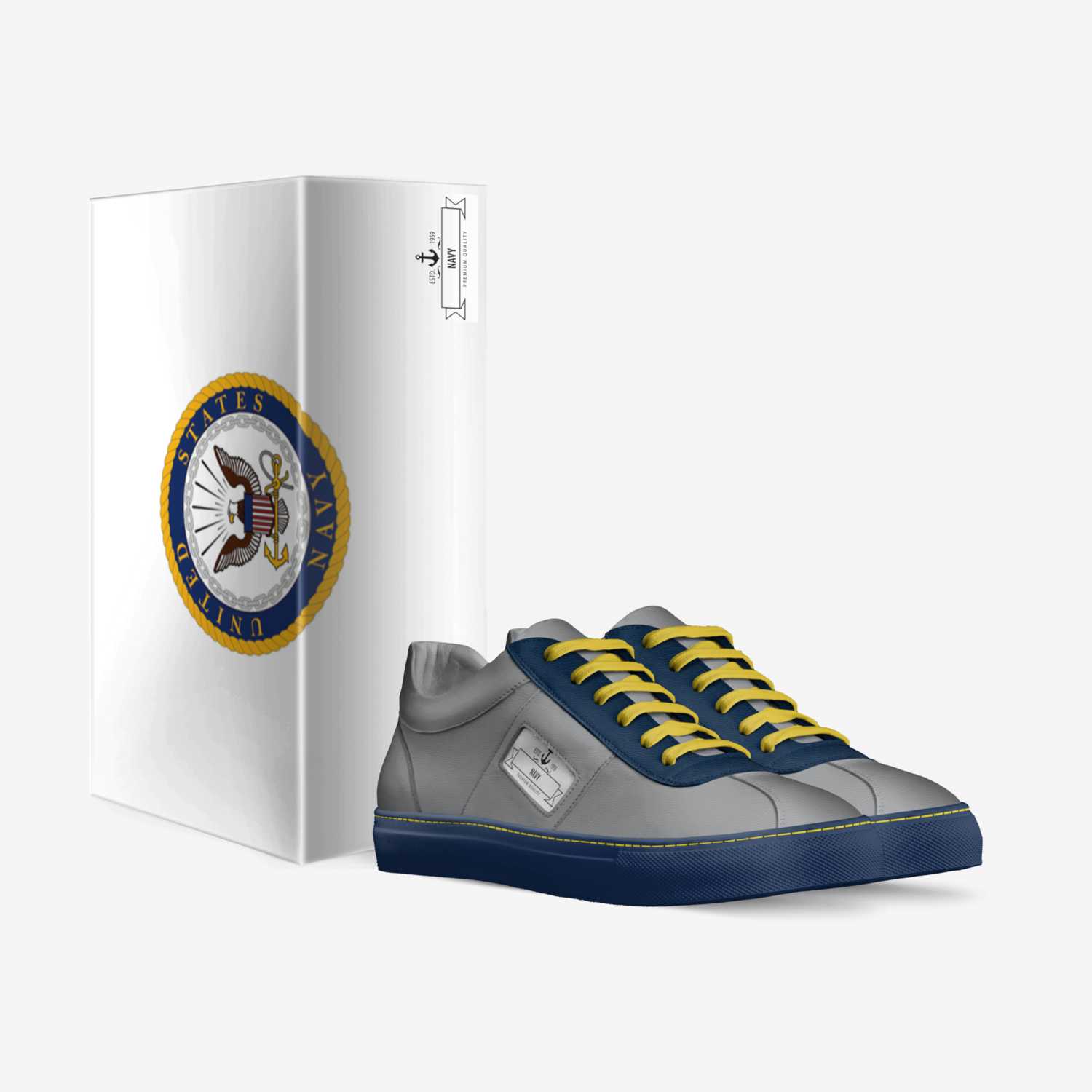 navy custom made in Italy shoes by Erin Redding | Box view
