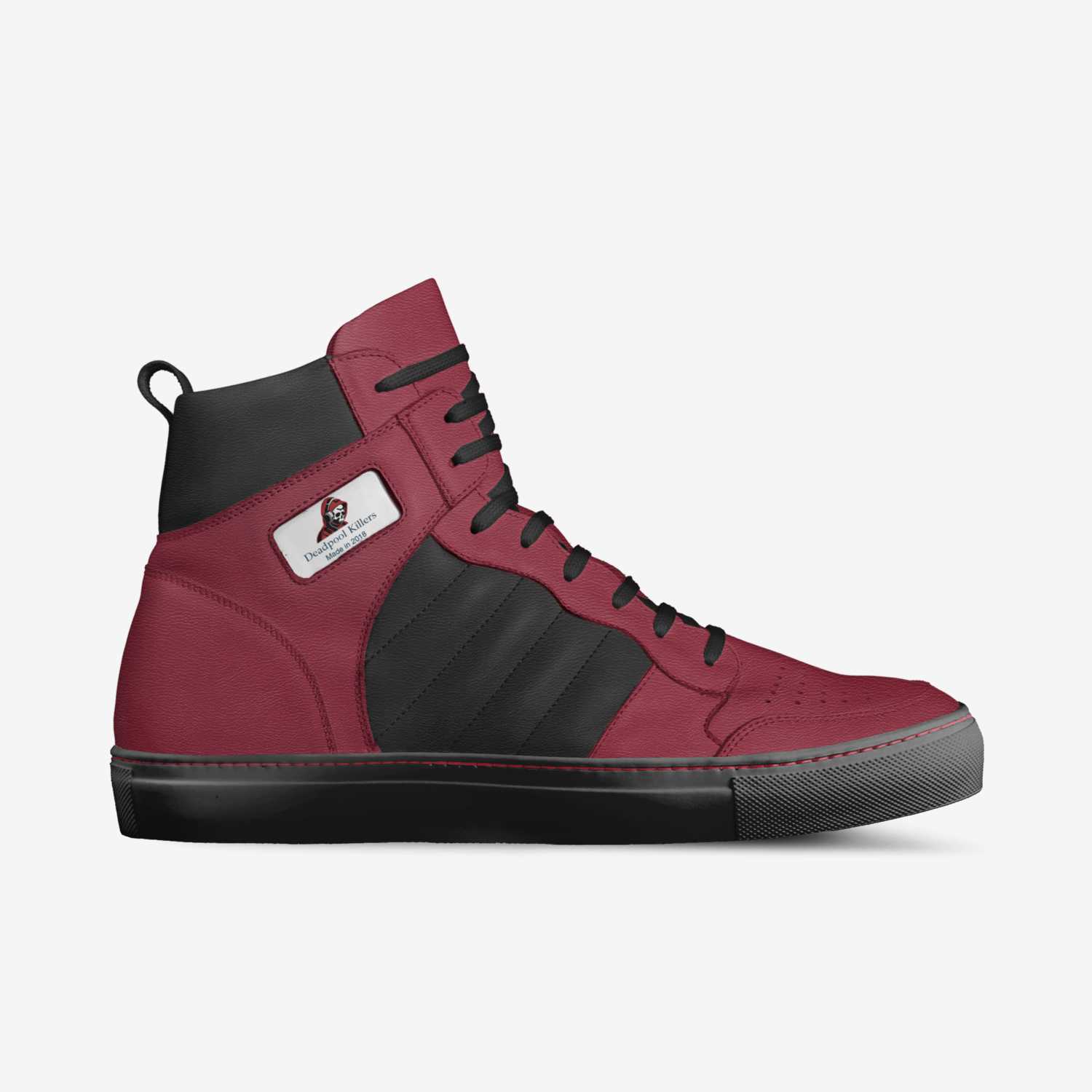 Deadpool killers  custom made in Italy shoes by Jordan Vermaaten | Side view