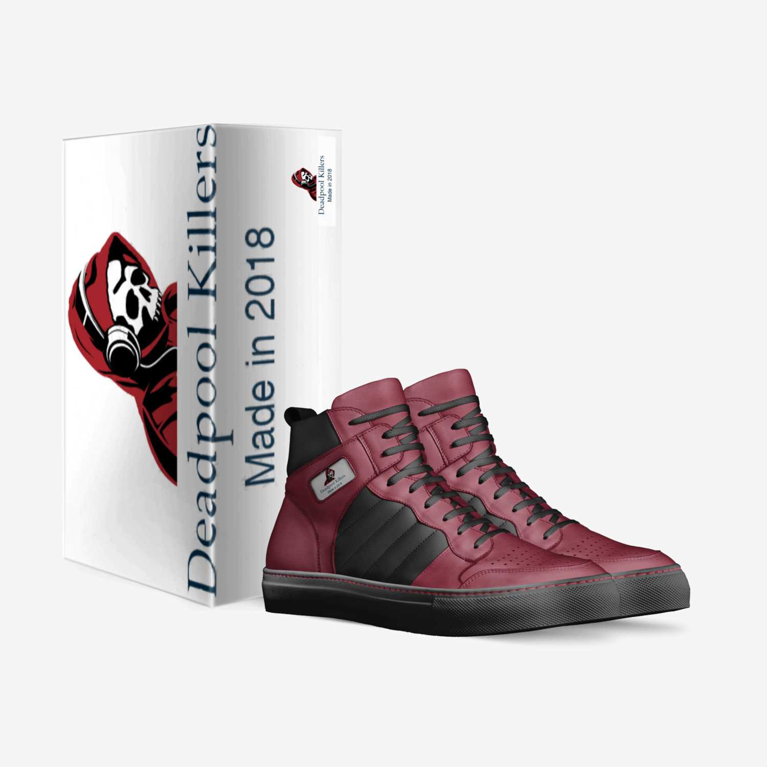 Deadpool killers  custom made in Italy shoes by Jordan Vermaaten | Box view