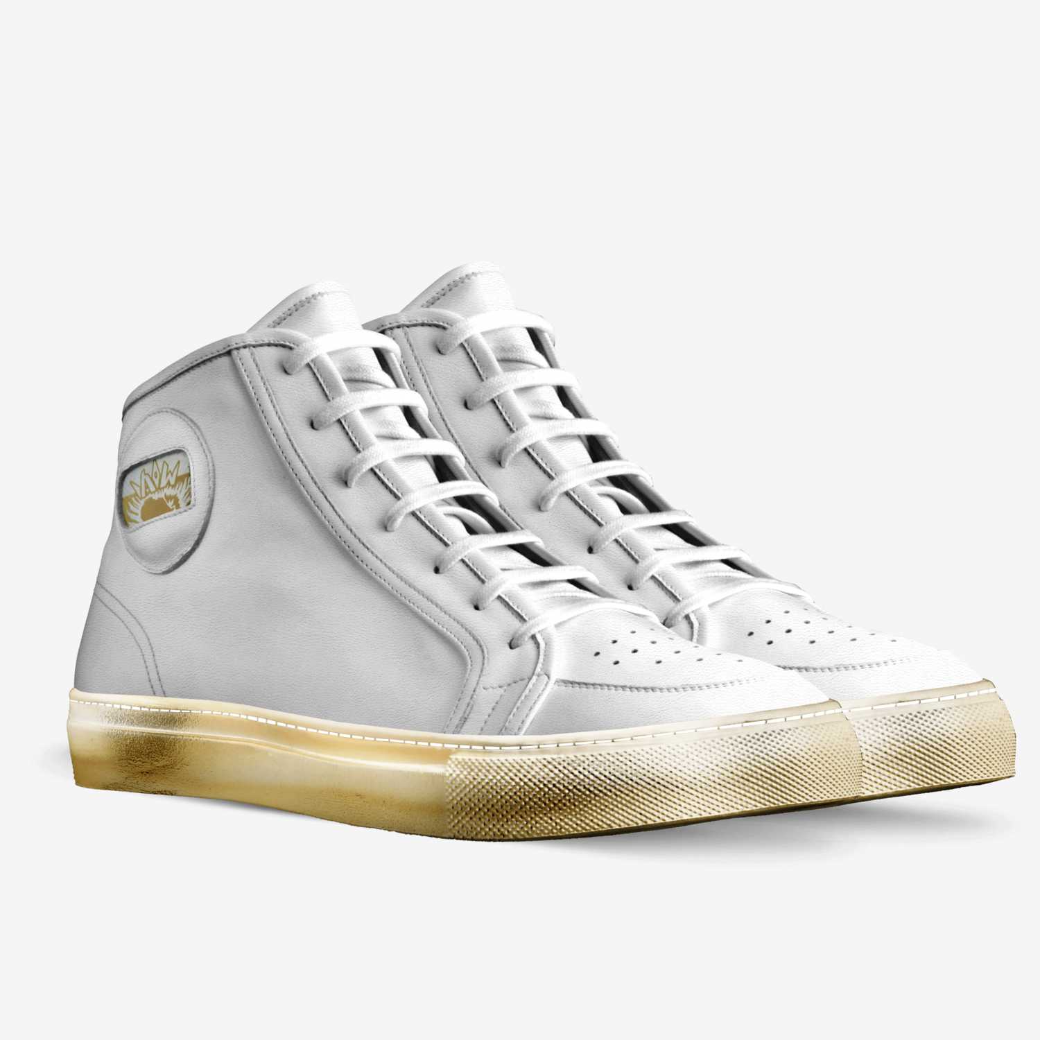 ADUBS WHITE/GOLD custom made in Italy shoes by Adrian Willis | Double view