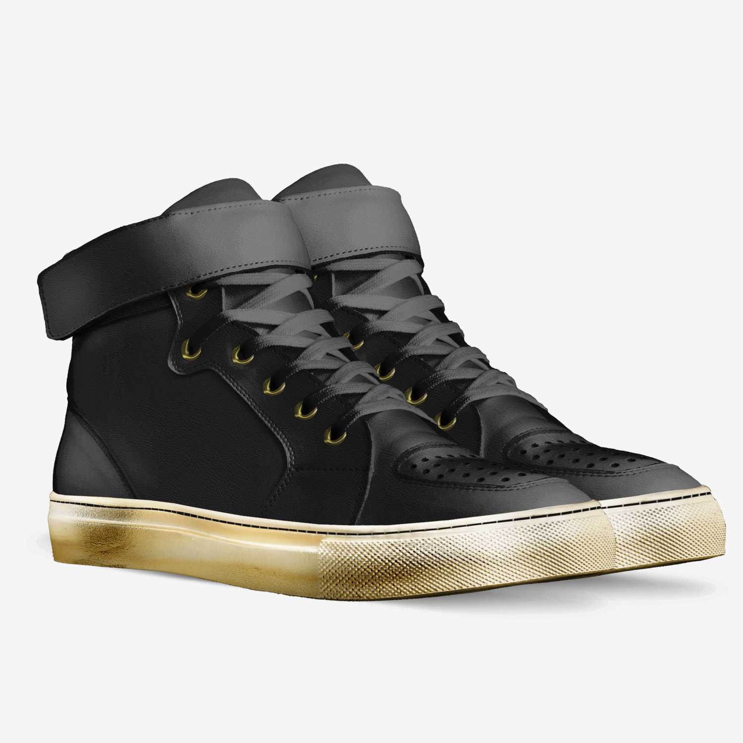 Black n Gold custom made in Italy shoes by Patrick Smith | Double view