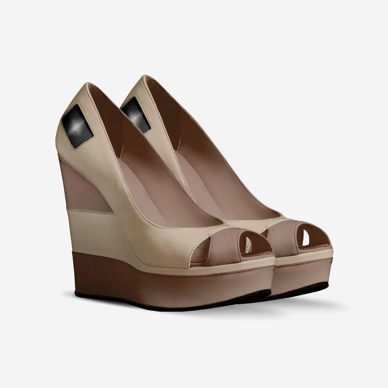 Cream Sandal Wedge custom made in Italy shoes by Mud-di: Miss Unique Designer Is | Double view