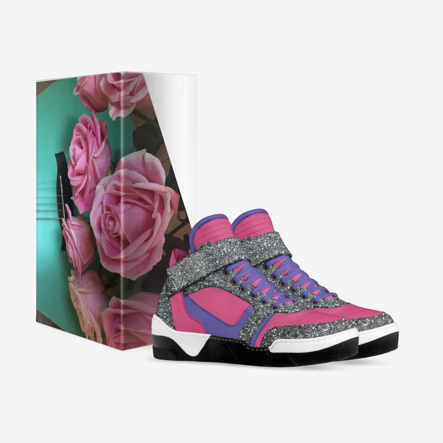 purple starlight custom made in Italy shoes by Rose Mannington | Box view