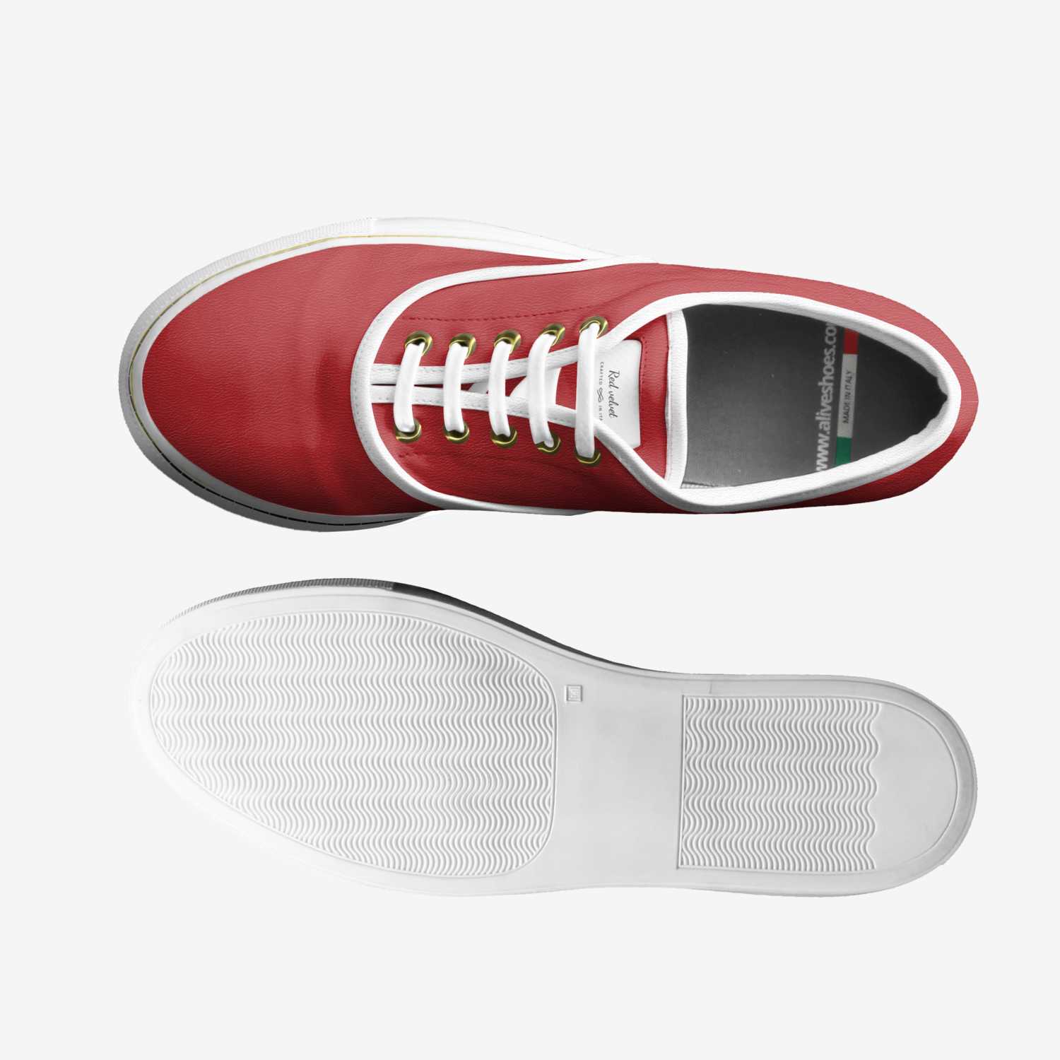 Red velvet custom made in Italy shoes by Tavon.m | Top view