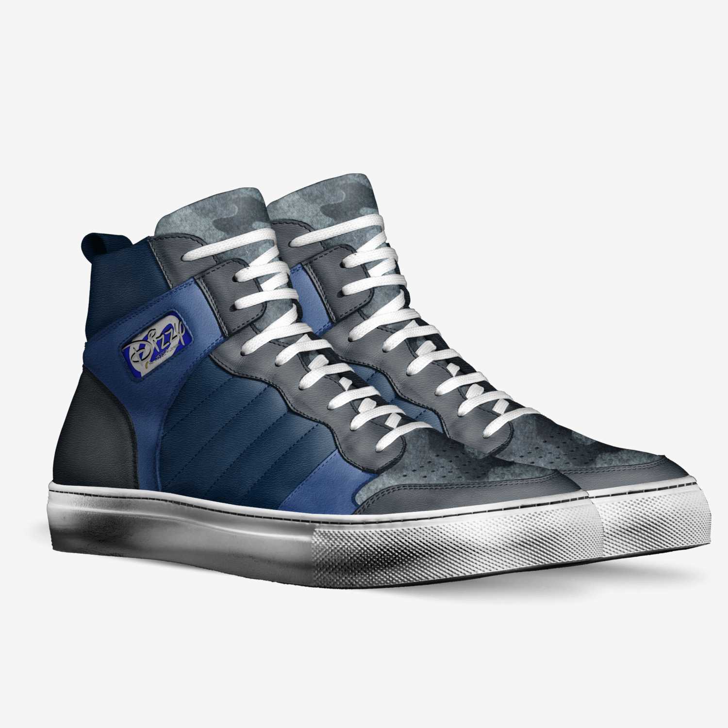 Dizzy Blue Dot custom made in Italy shoes by Clare Johnston | Double view
