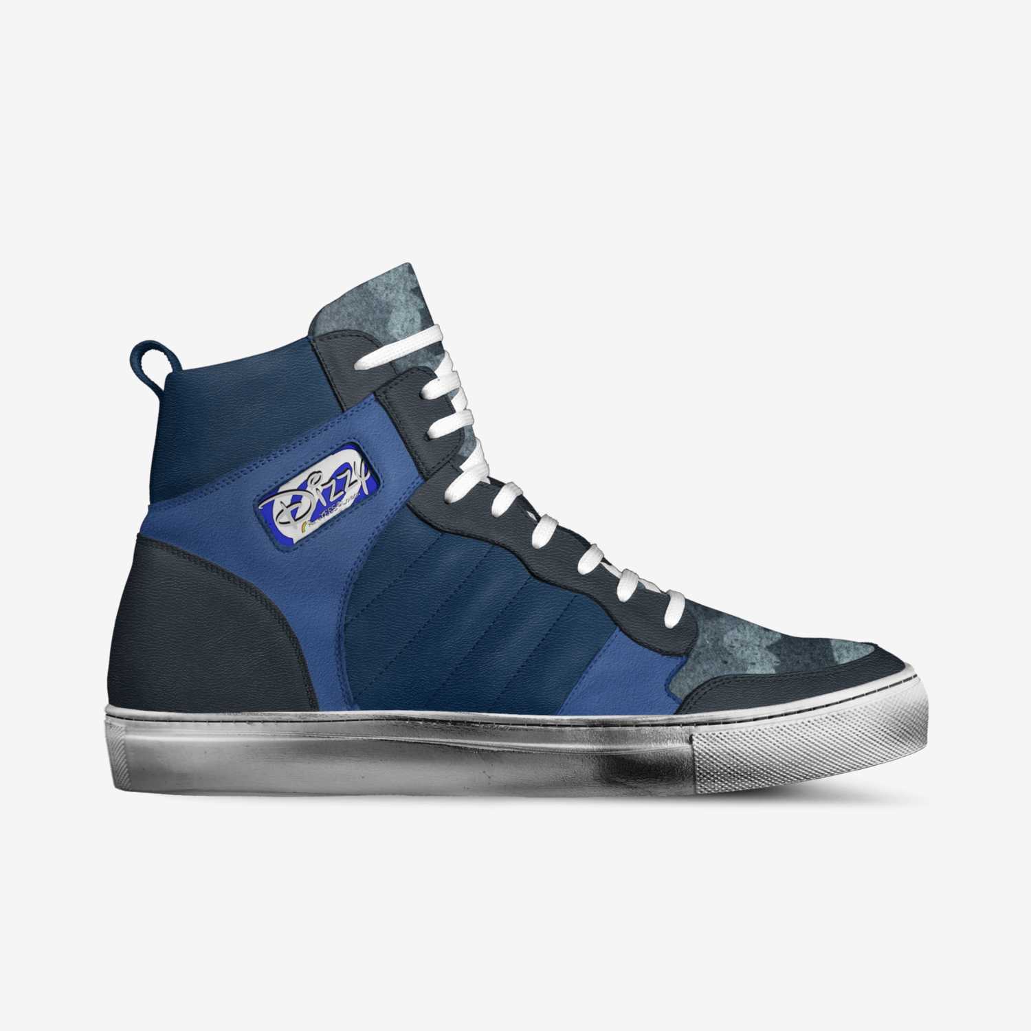 Dizzy Blue Dot custom made in Italy shoes by Clare Johnston | Side view