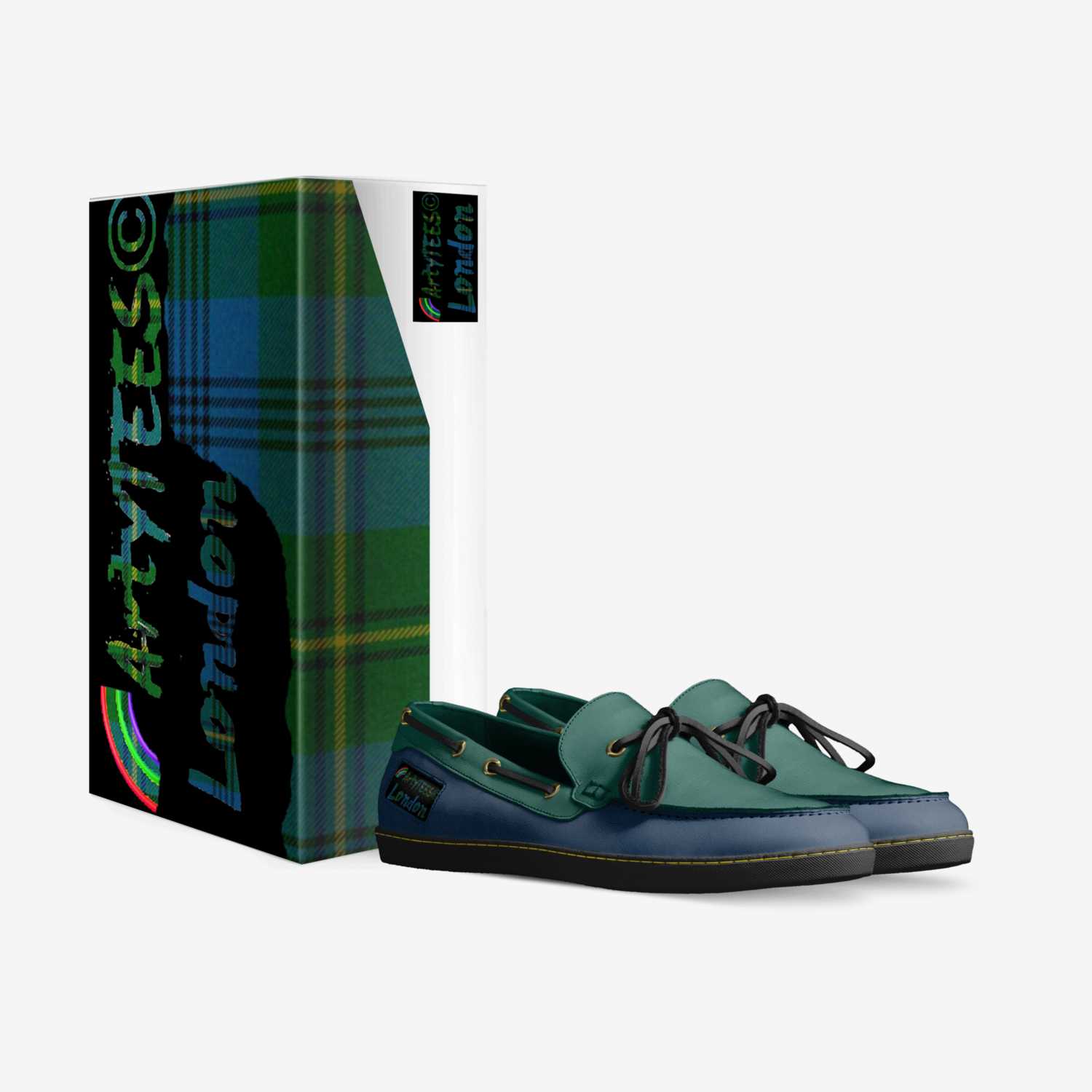 Arty TARTAN loafer custom made in Italy shoes by Clare Johnston | Box view