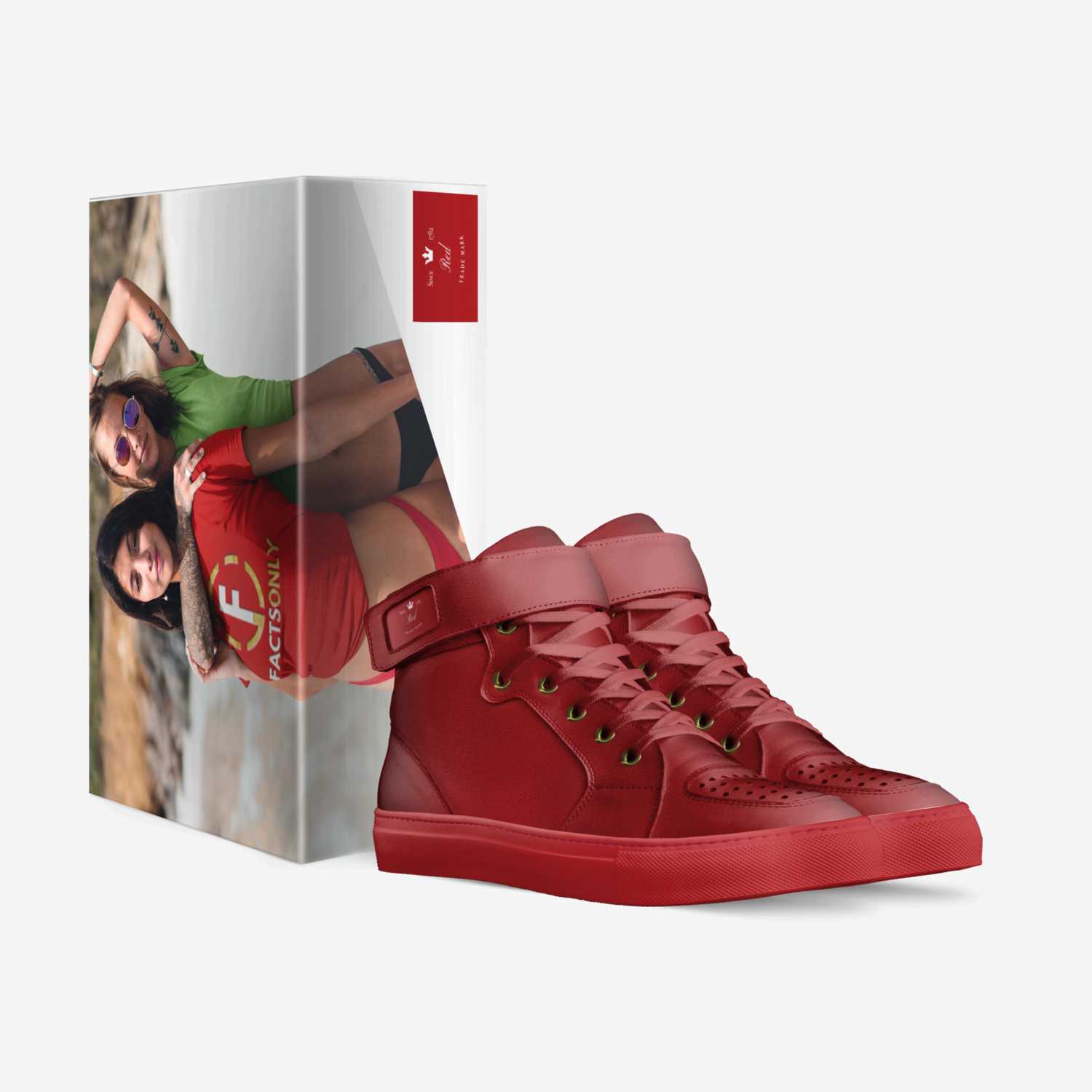 Red custom made in Italy shoes by Facts Only | Box view