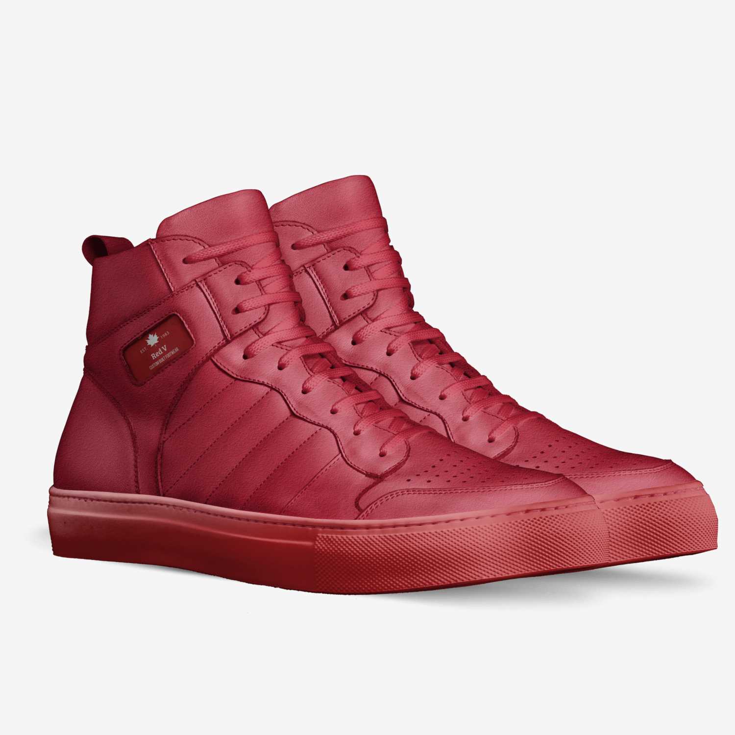 Red V custom made in Italy shoes by Facts Only | Double view