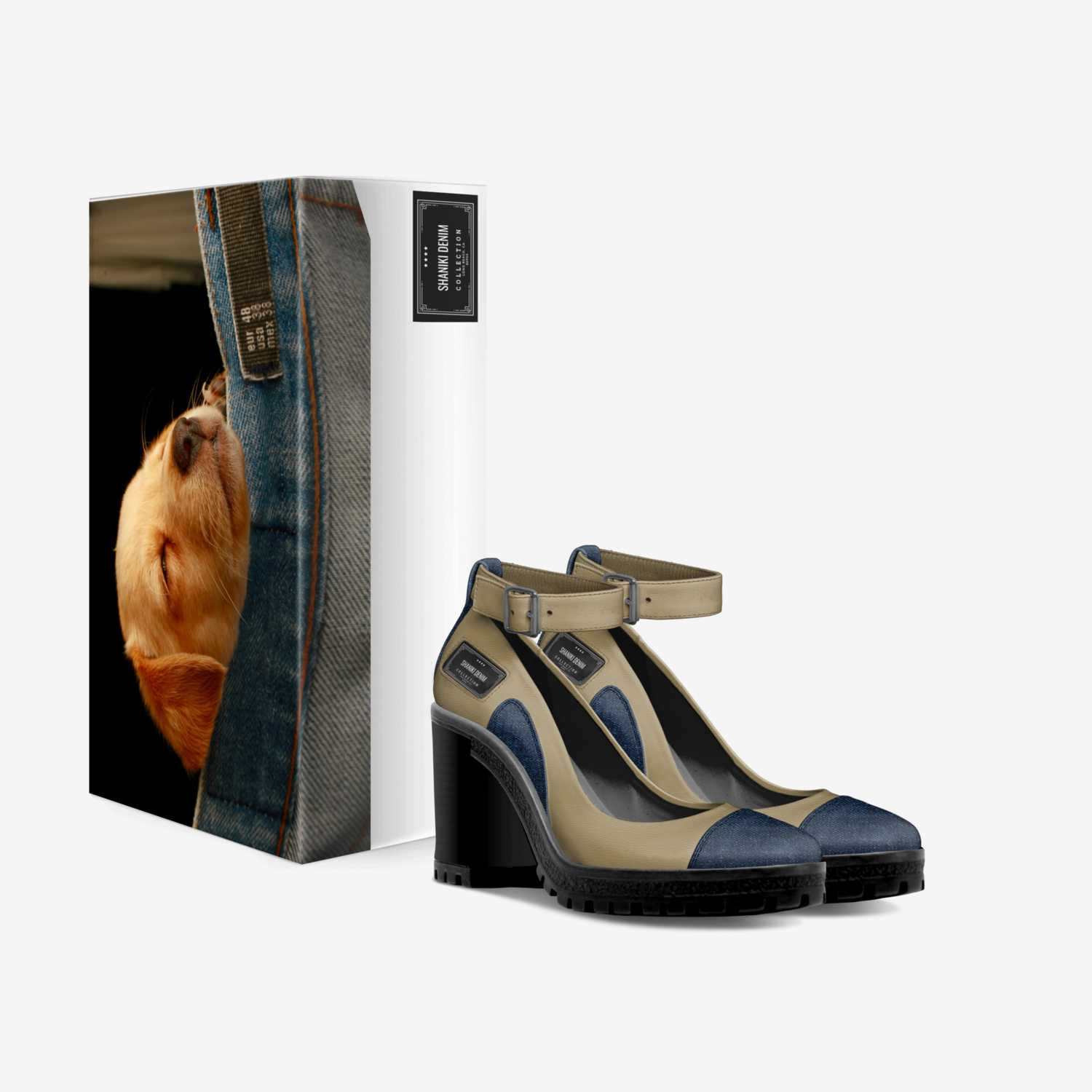 shaniki denim custom made in Italy shoes by Shaniki Smith | Box view