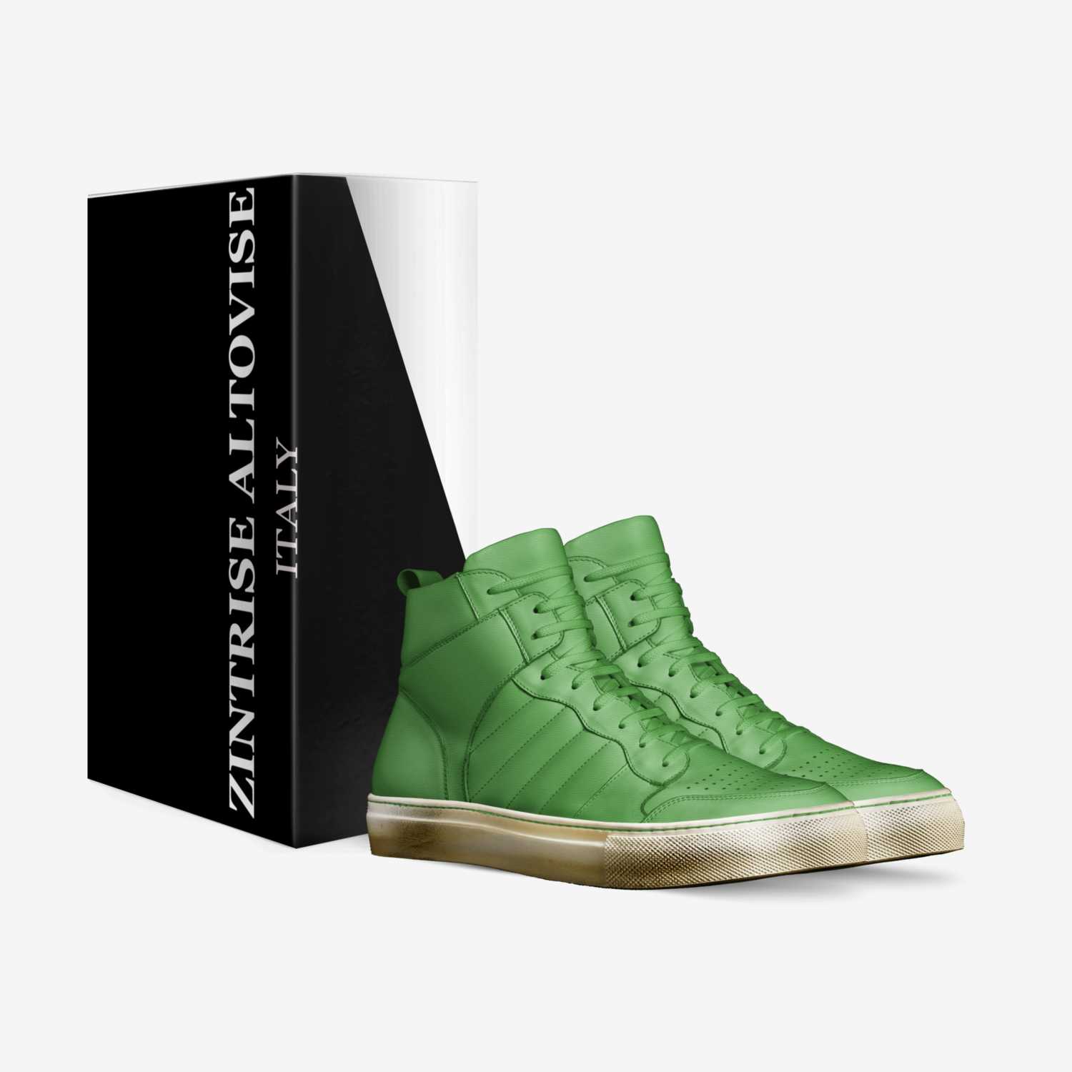 Lime custom made in Italy shoes by Zintrise Lawson | Box view