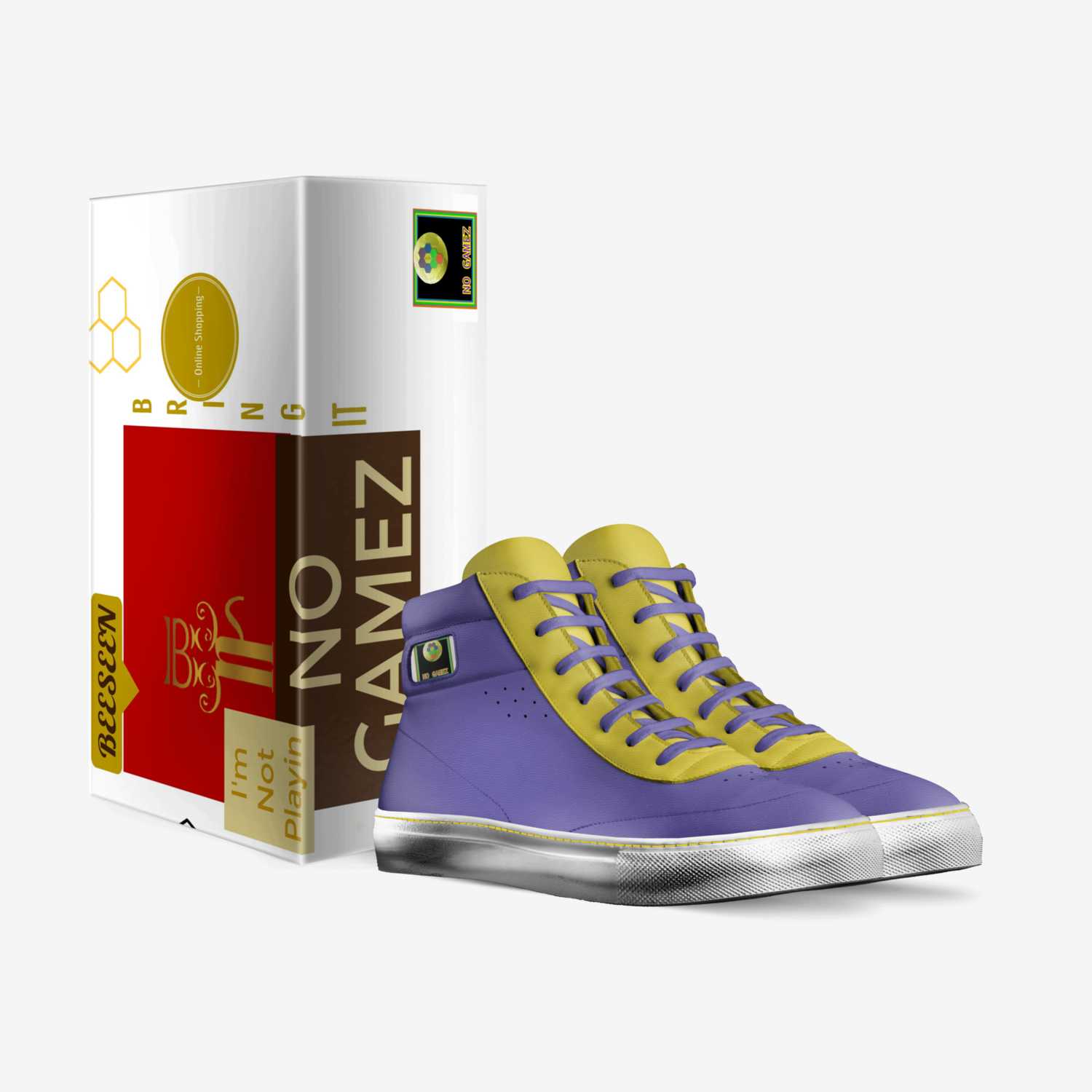 Beeseen NO GAMEZ custom made in Italy shoes by Terran Nalls | Box view