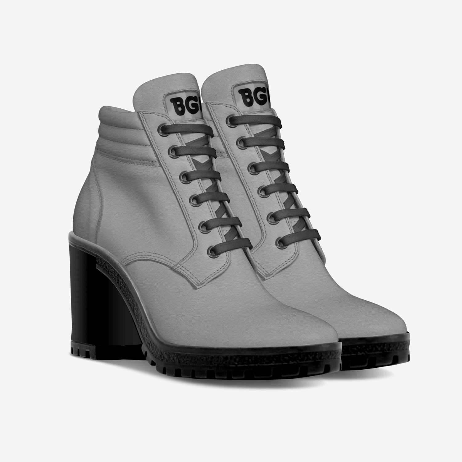 Grey Boot Heel custom made in Italy shoes by Being Great Every Day | Double view