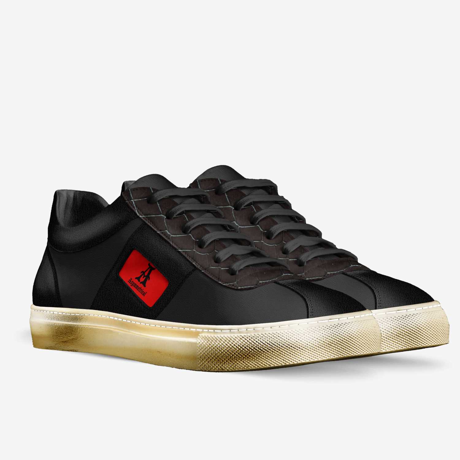Asymmetrical custom made in Italy shoes by Lamar Davis | Double view