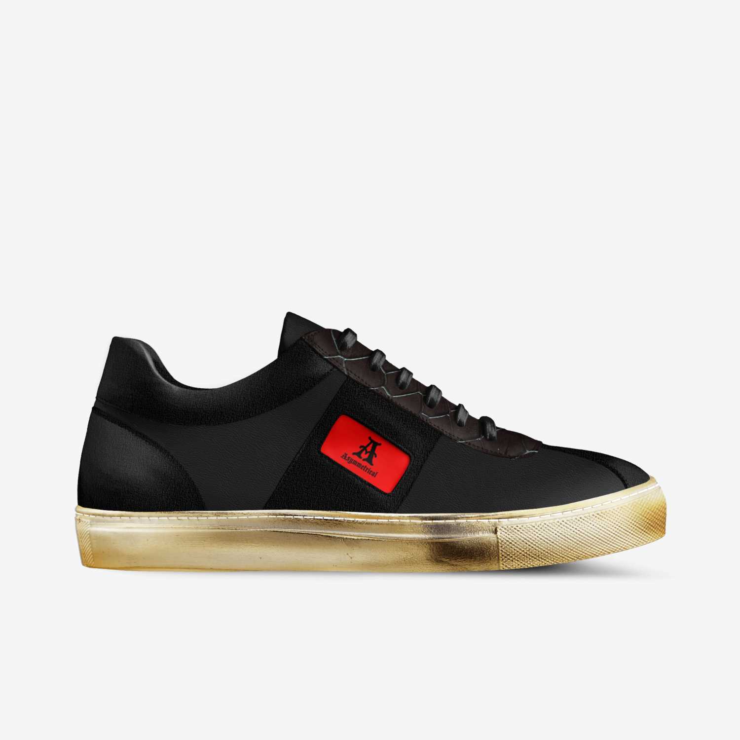Asymmetrical custom made in Italy shoes by Lamar Davis | Side view