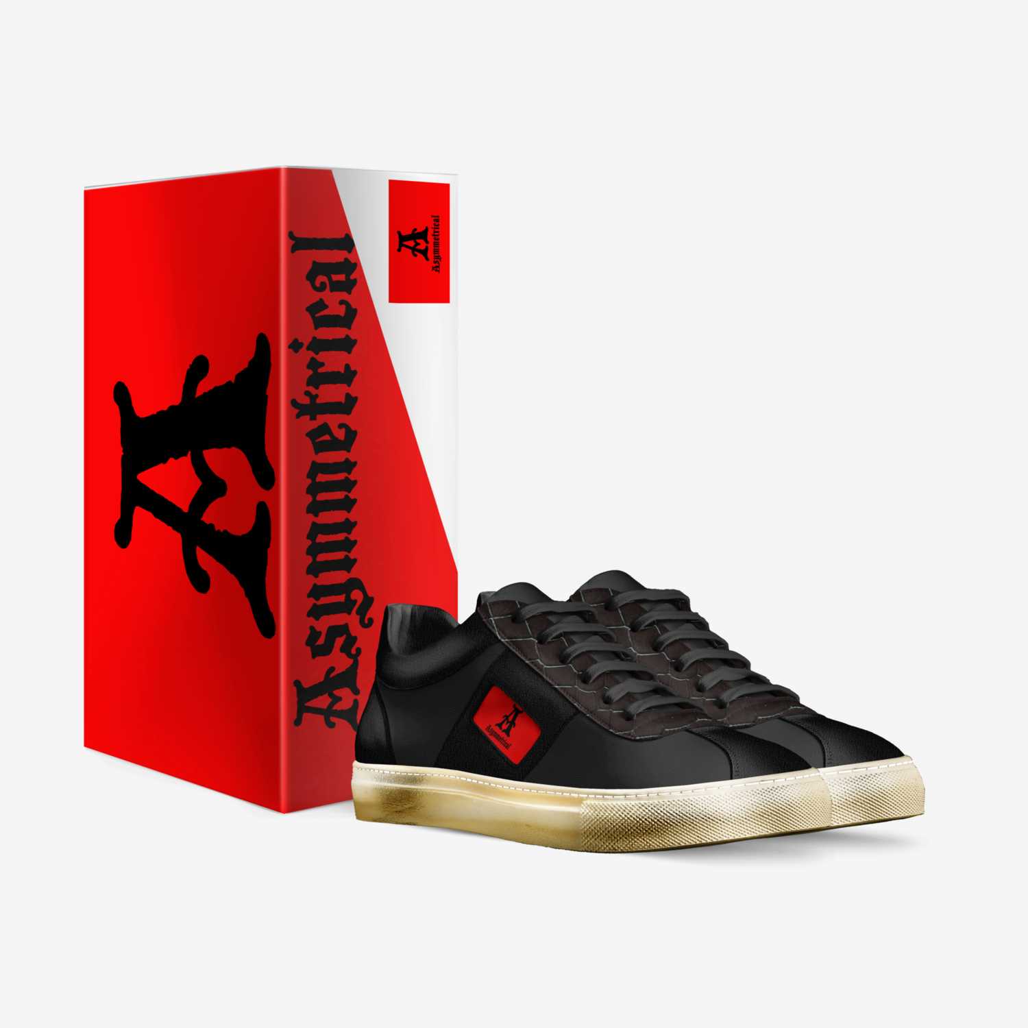 Asymmetrical custom made in Italy shoes by Lamar Davis | Box view