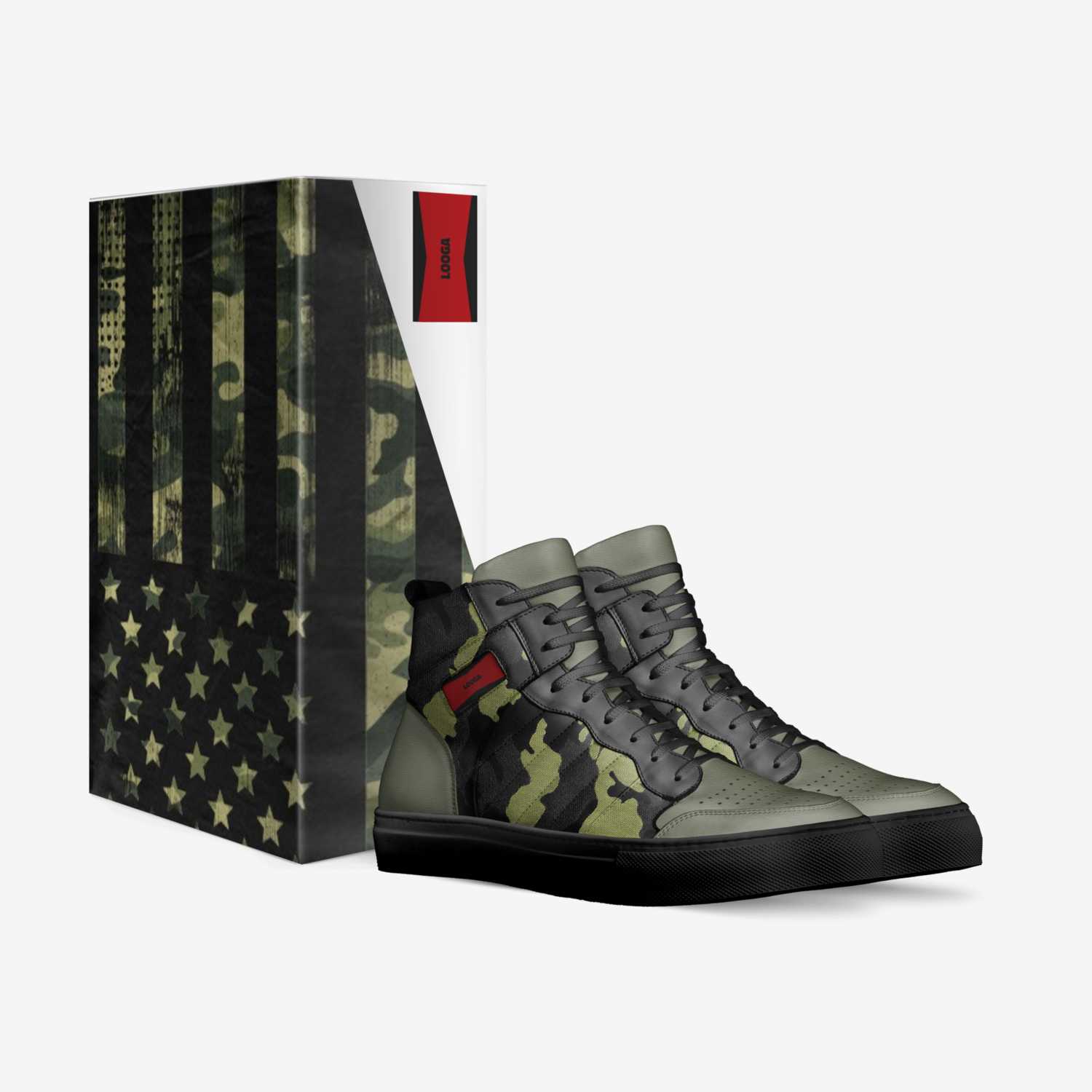 LOOGA CAMO-BLACK custom made in Italy shoes by Hugues Nazaire | Box view