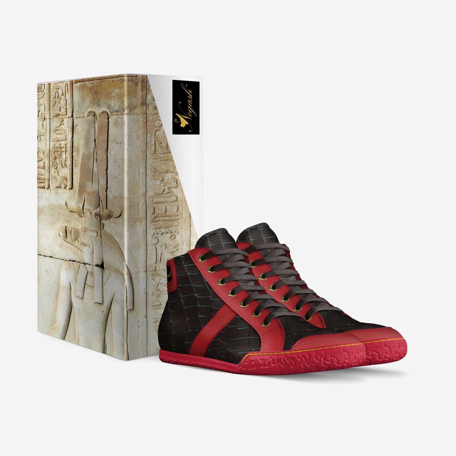 Negash Sobek Rosso custom made in Italy shoes by Rocklin Negash | Box view