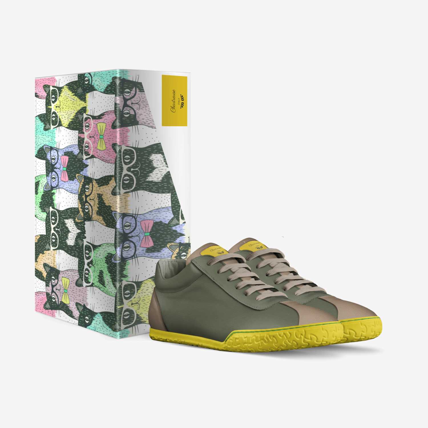 Chartreuse custom made in Italy shoes by Maria Sabljak | Box view