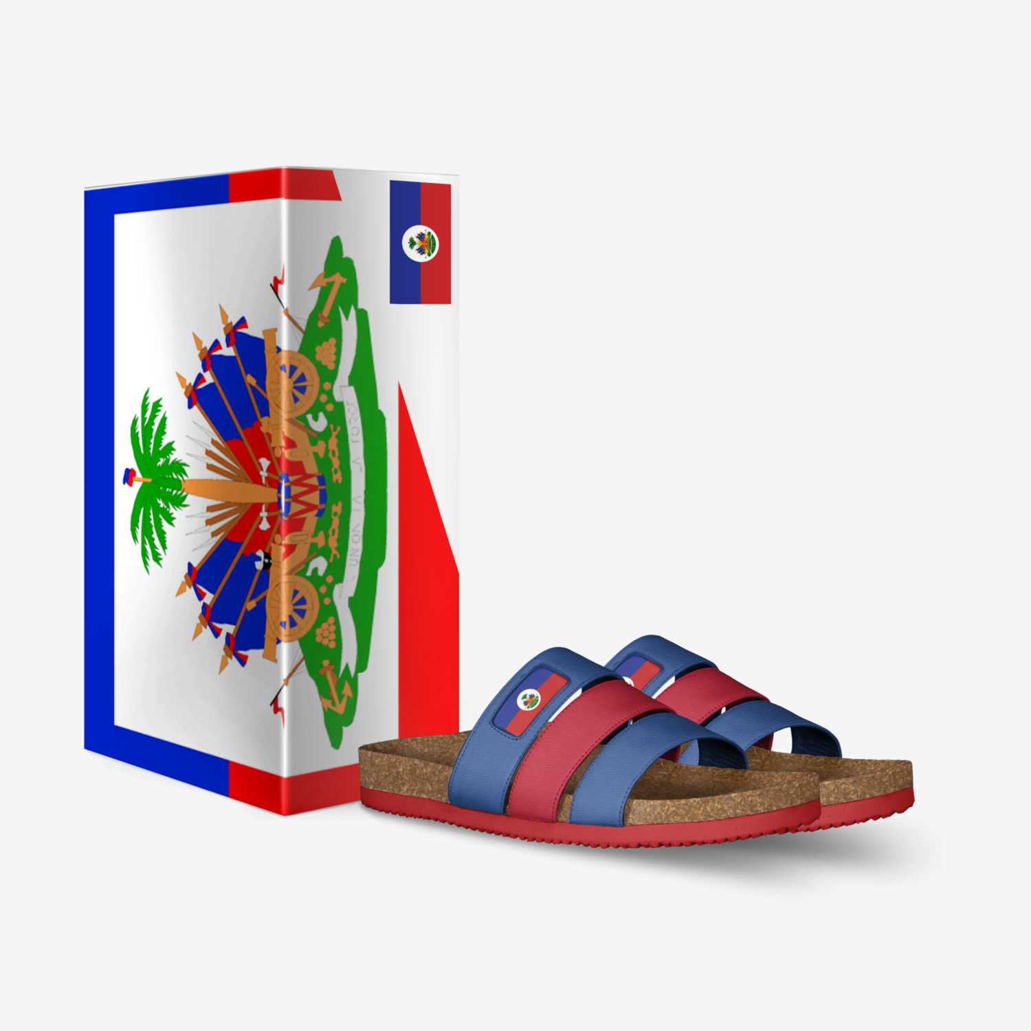 Haiti Flag Sandal custom made in Italy shoes by Patrick Ricot | Box view