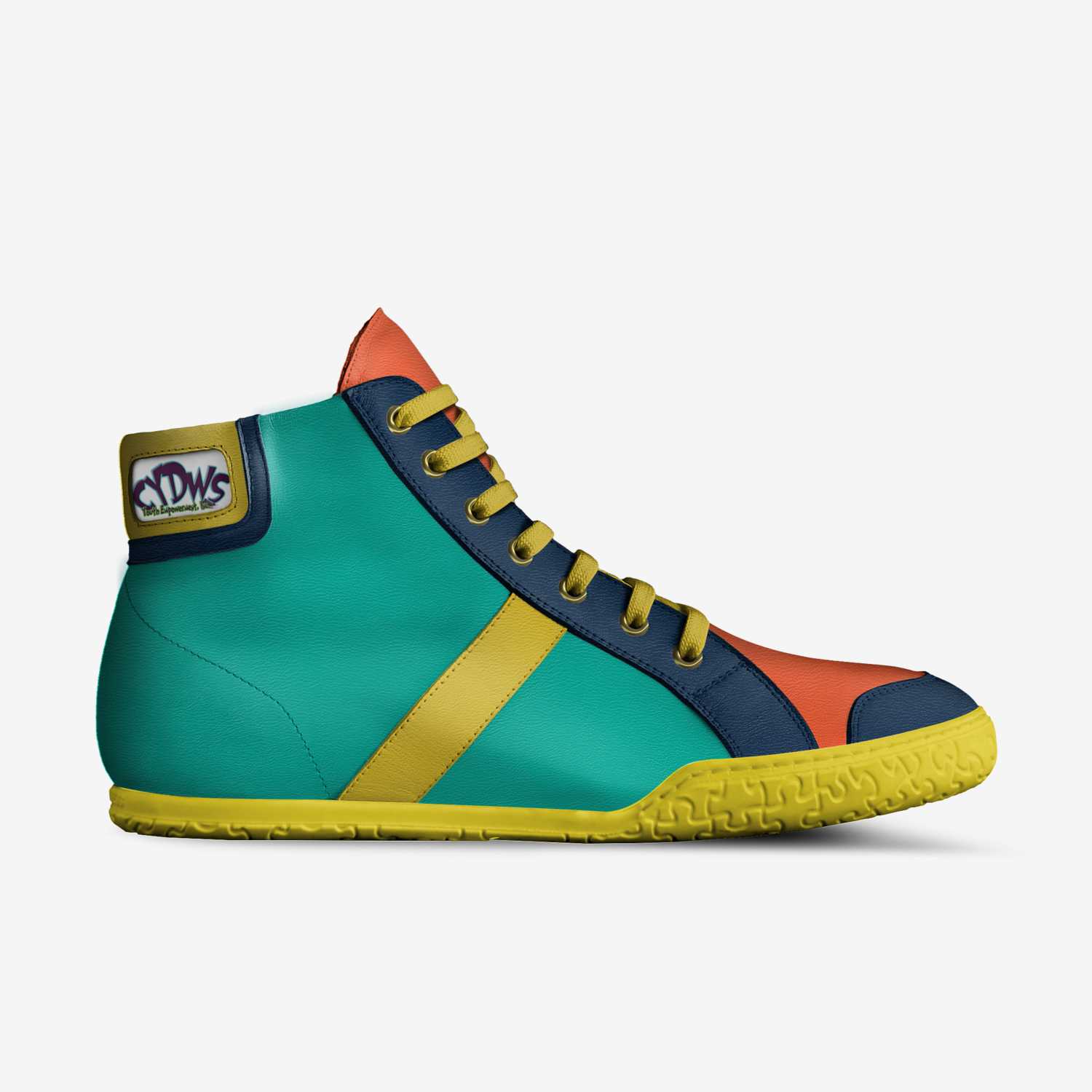 Dream Chaser Preps custom made in Italy shoes by Chase Your Dreams Wearing Sneakers Youth Empowerment, Inc. | Side view
