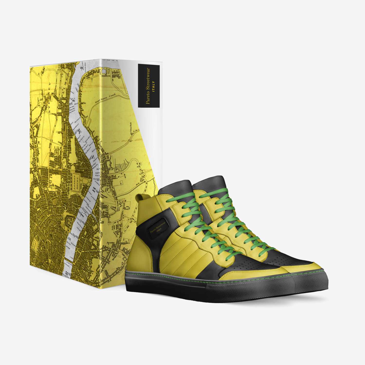 Pareto Streetwear custom made in Italy shoes by Jeffrey Thomas | Box view