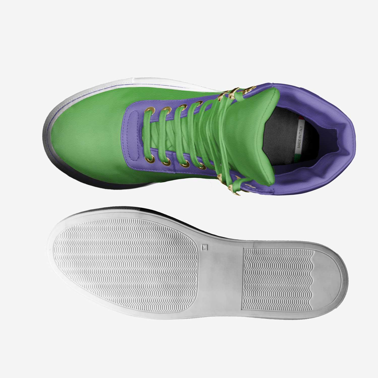 Hulk custom made in Italy shoes by Stephanie Frank | Top view