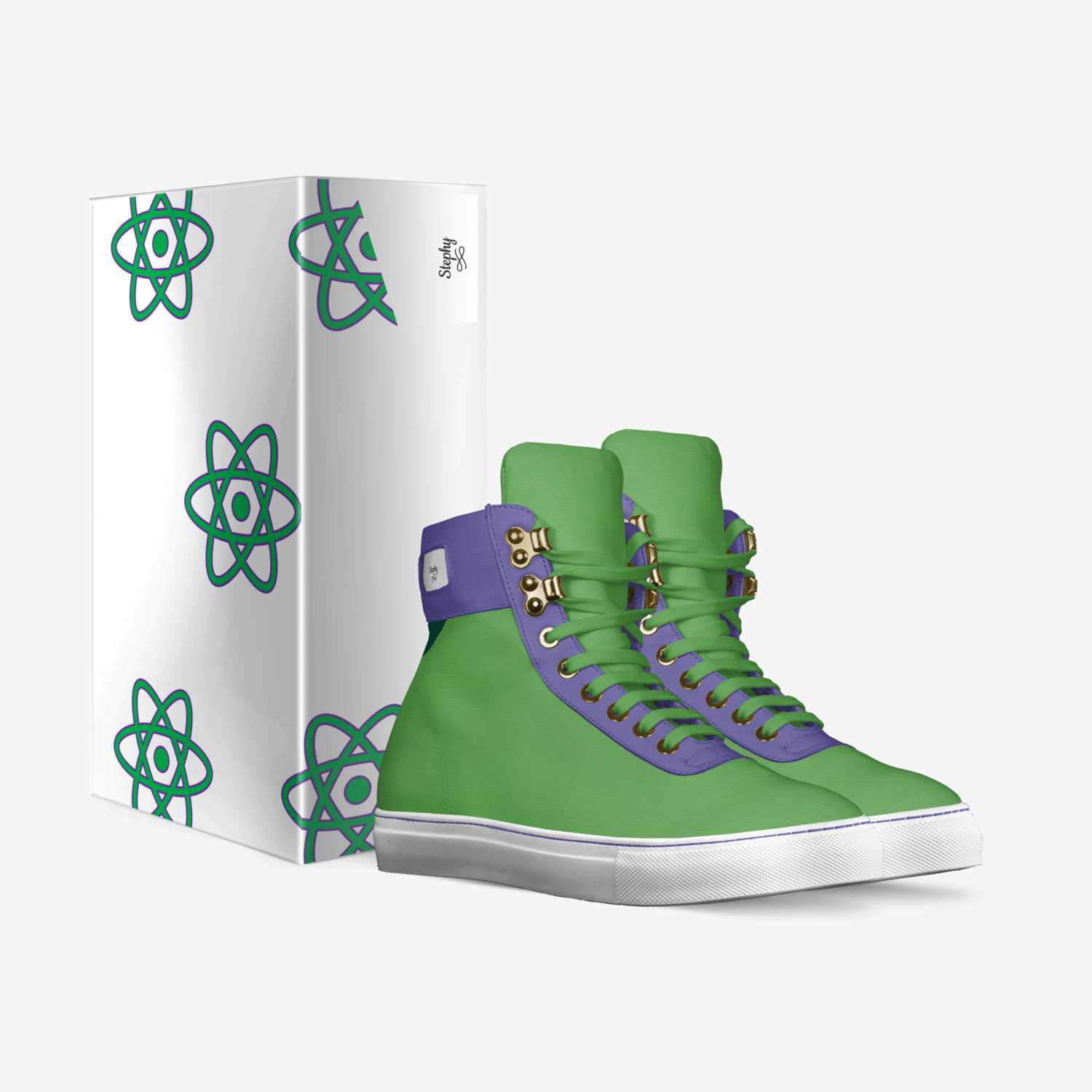 Hulk custom made in Italy shoes by Stephanie Frank | Box view