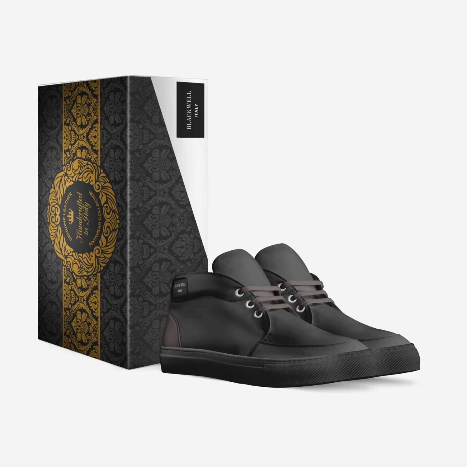 Dark Black custom made in Italy shoes by Lawrence Blackwell | Box view