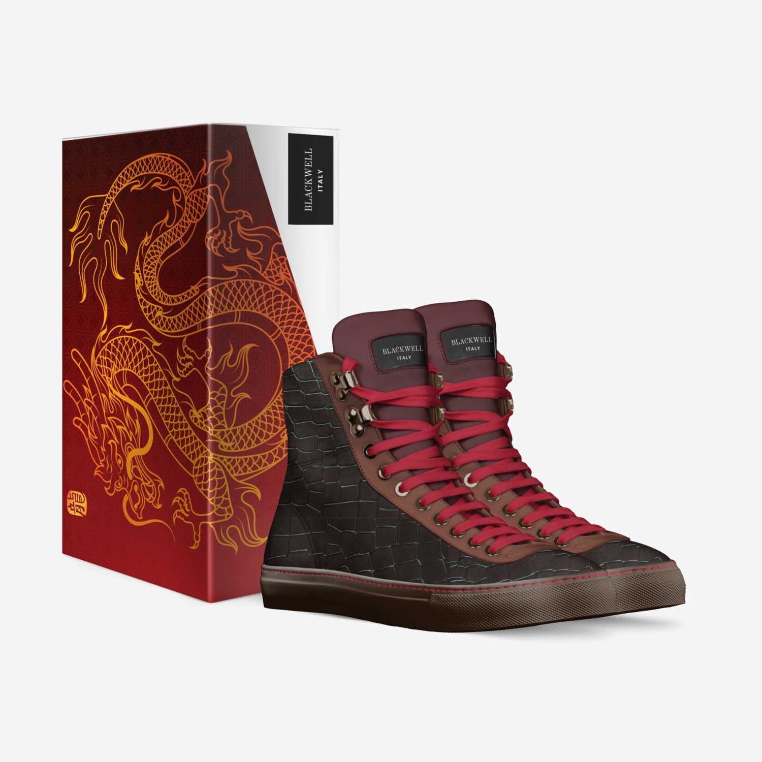 Red Dragon custom made in Italy shoes by Lawrence D. Blackwell | Box view