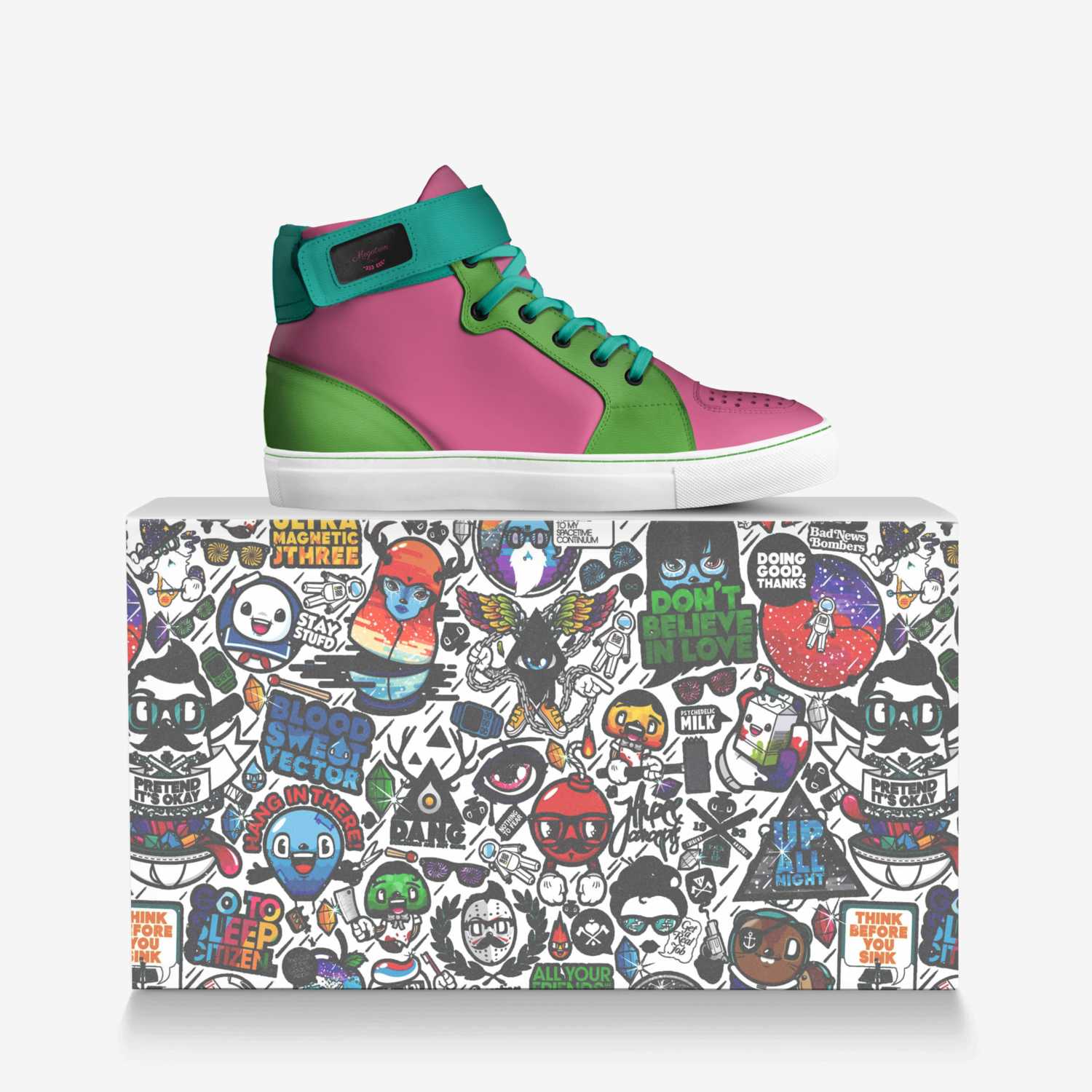 Megatron custom made in Italy shoes by Bengi Carson | Over box view