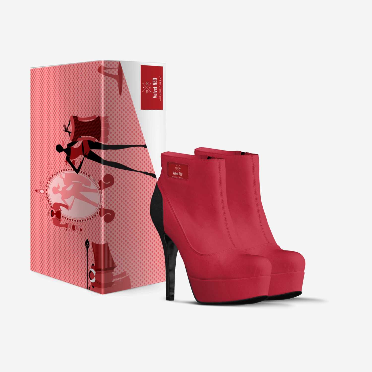 Velvet RED custom made in Italy shoes by Shantae Esannason | Box view