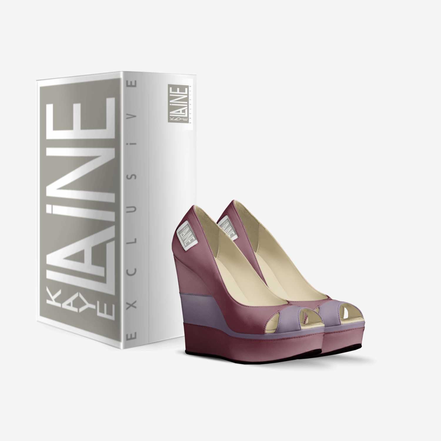 Maroon Wedge custom made in Italy shoes by Kaye Laine | Box view