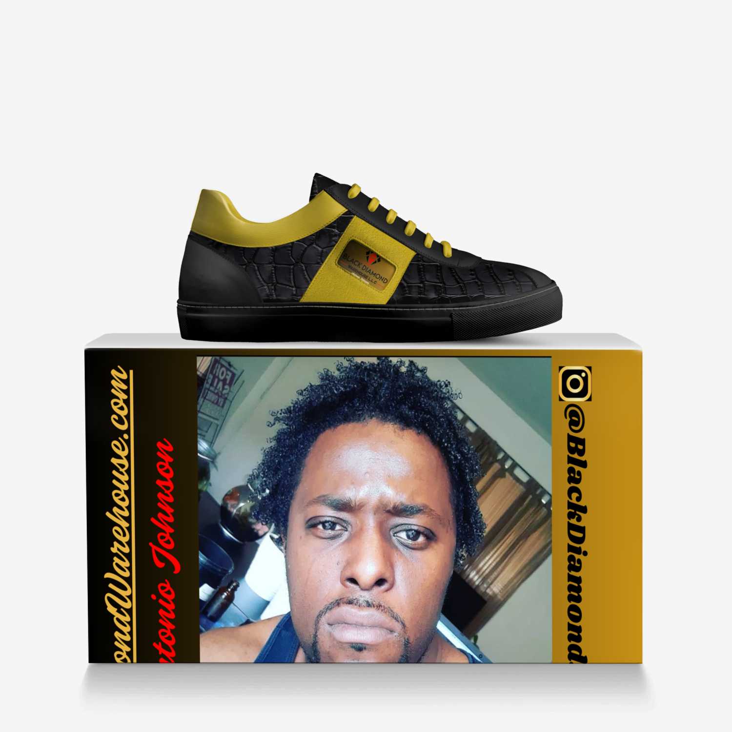 Tonio's custom made in Italy shoes by Antonio Johnson | Over box view