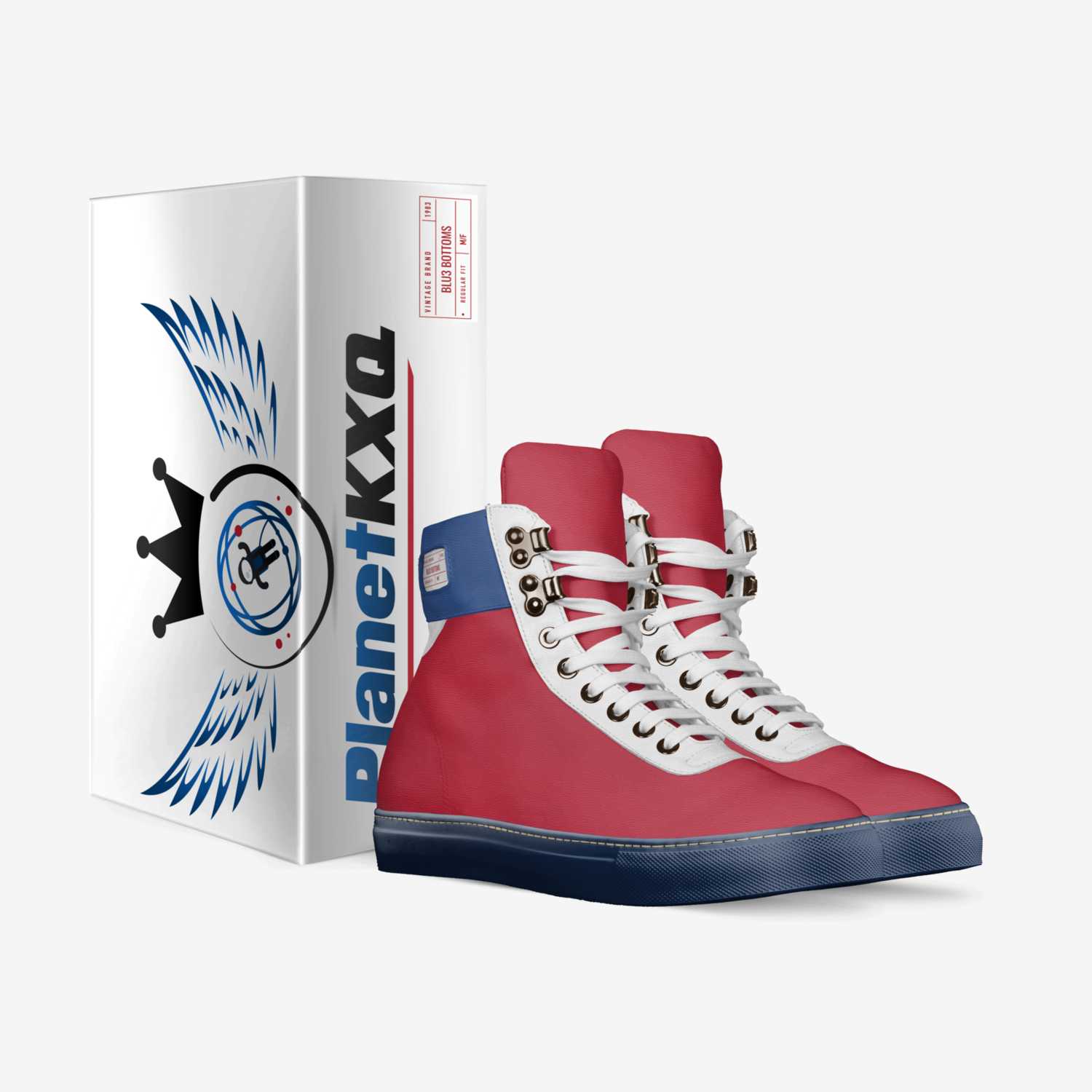 Red BLUES custom made in Italy shoes by Kxng Ko | Box view