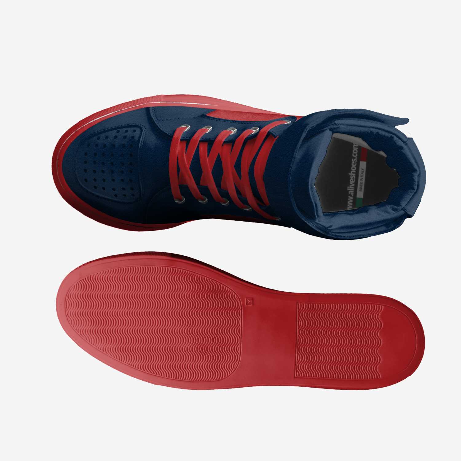 Red & Blue custom made classic skaters Red & Blue artisan made in Italy shoes by Italian Shoewear