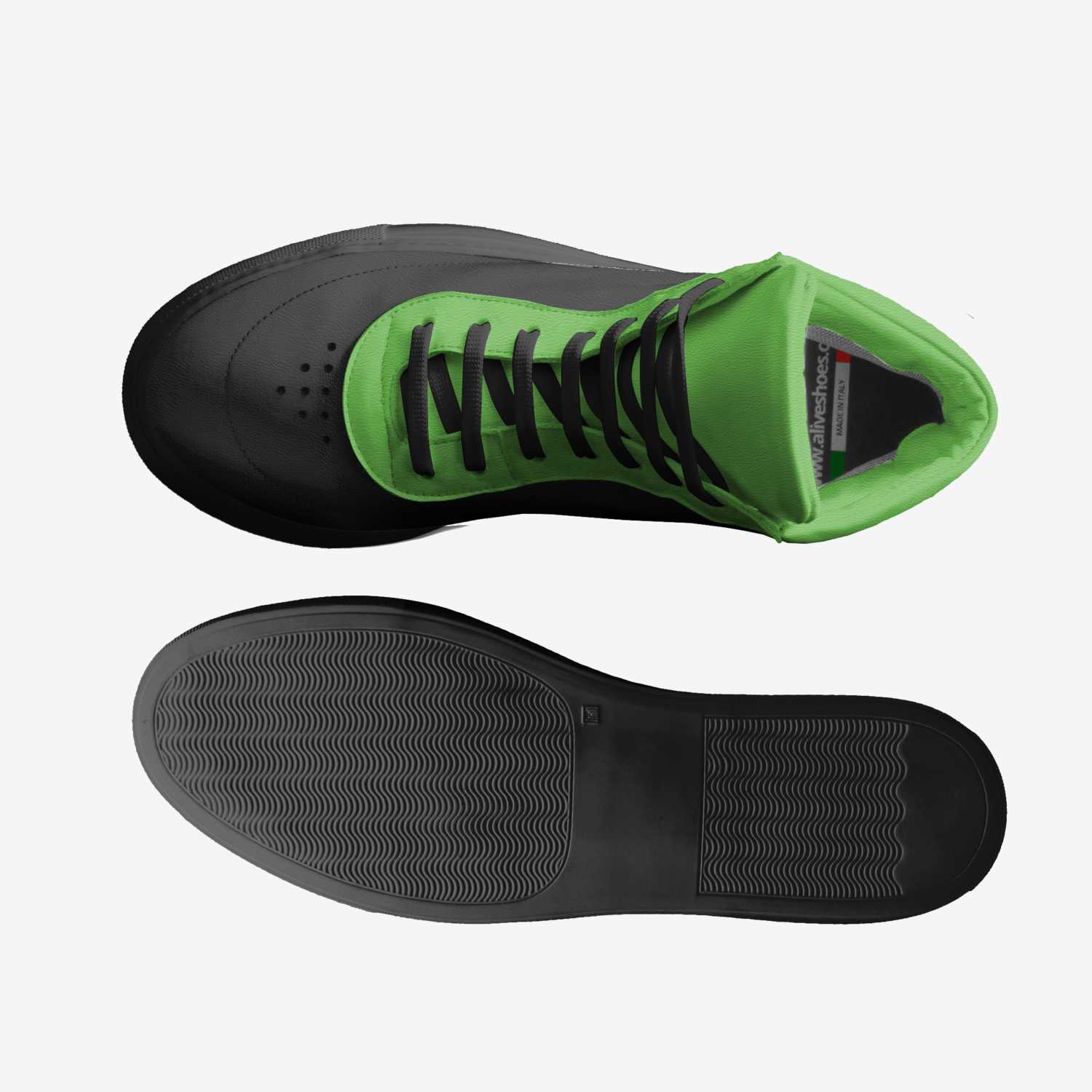 Black&green custom made classic skaters Black&green artisan made in Italy shoes by Charles Russaw