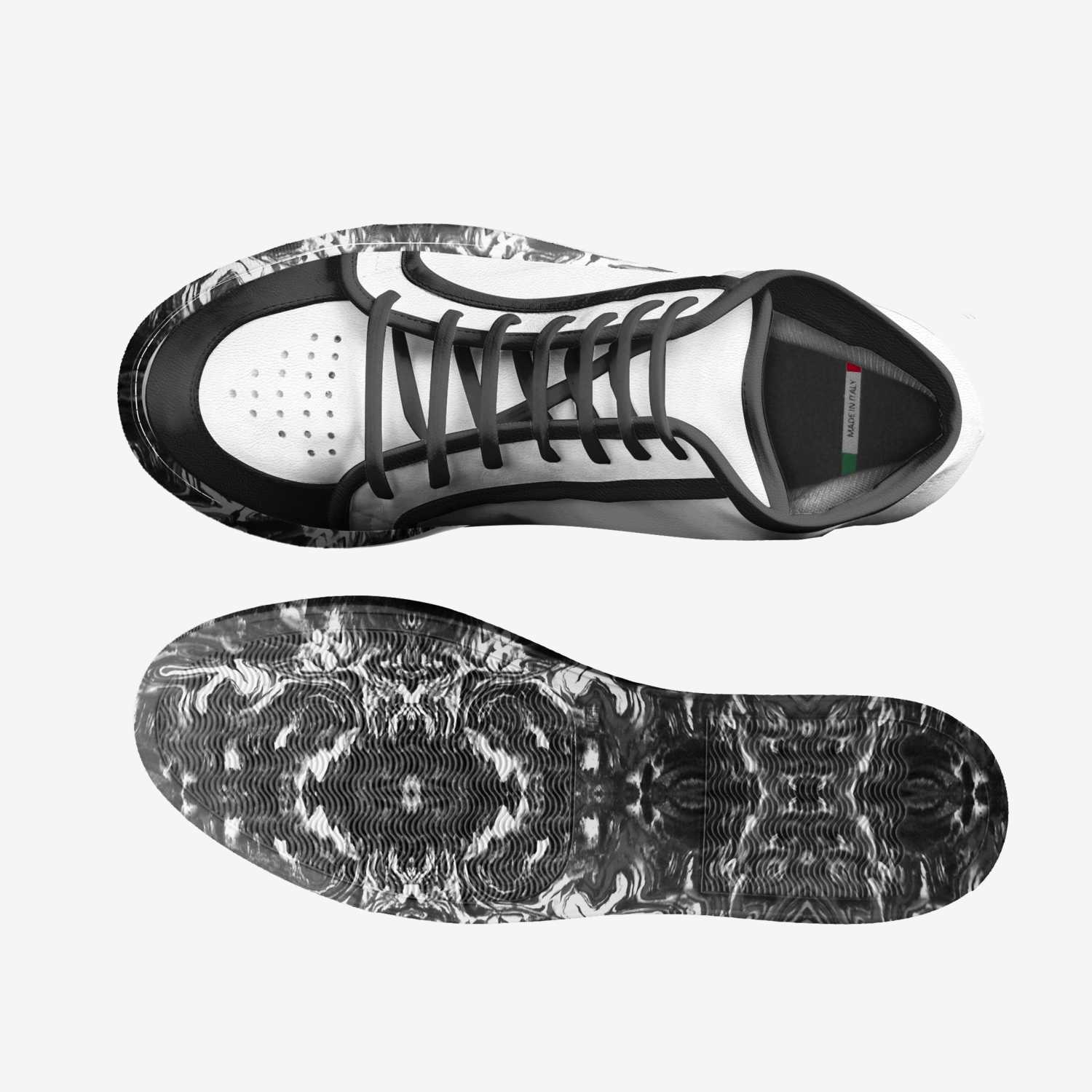 Black & White custom made classic skaters Black & White artisan made in Italy shoes by Maasi Smith