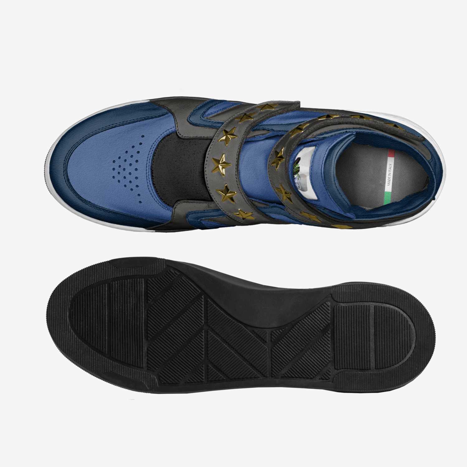 Blue Alien custom made classic skaters Blue Alien artisan made in Italy shoes by Indigo Blues Ways
