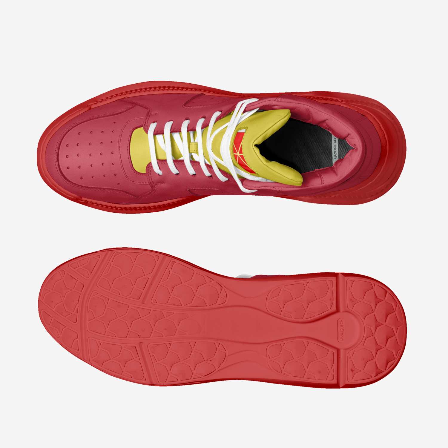 RED AND YELLOW custom made classic skaters RED AND YELLOW artisan made in Italy shoes by John Samano